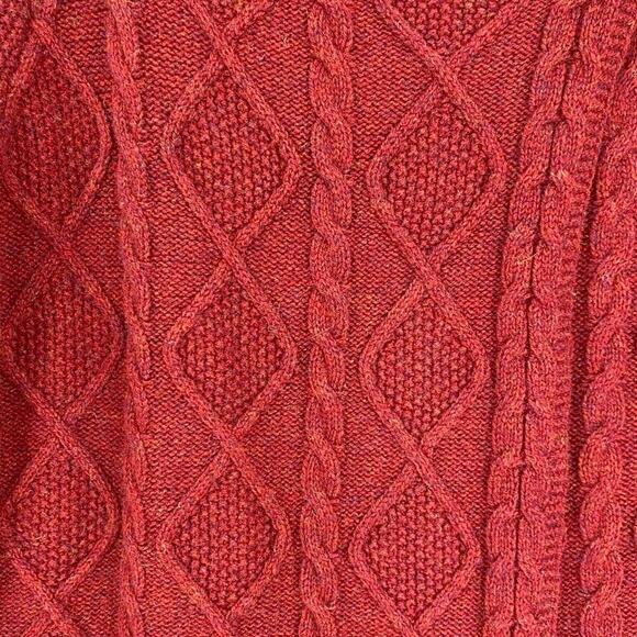 Woolovers Lambswool Cardigan Sweater Womens Small Maroon Long Fisherman Knit - Picture 9 of 13